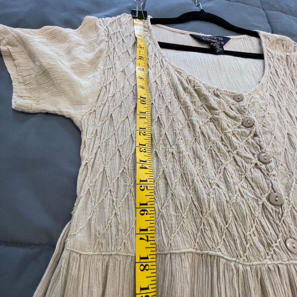 Expressions Tan Boho Maxi Dress Flowy Summer Cottagecore Dress - Size 1X - Picture 4 of 13